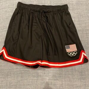 Team USA Olympic Basketball Shorts Mens XL Black Red White Mesh Athletic